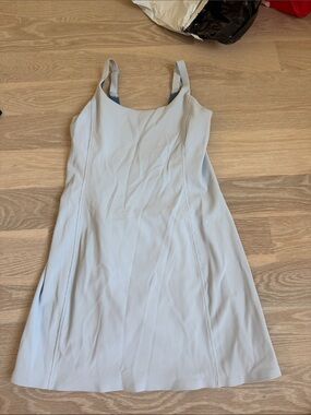 SPANX Light Blue Ribbed A-Line Mini Dress